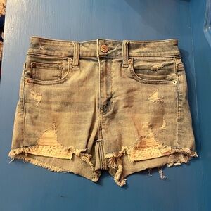 American Eagle Outfitters Ripped Jean Shorts - Blue